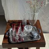 Large glass vase with stylized petal pattern H25.5