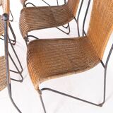 Set of 6 iron and wicker chairs