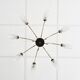 Lustre vintage en laiton et bois