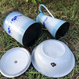 Enamelled jug, bowl and bucket