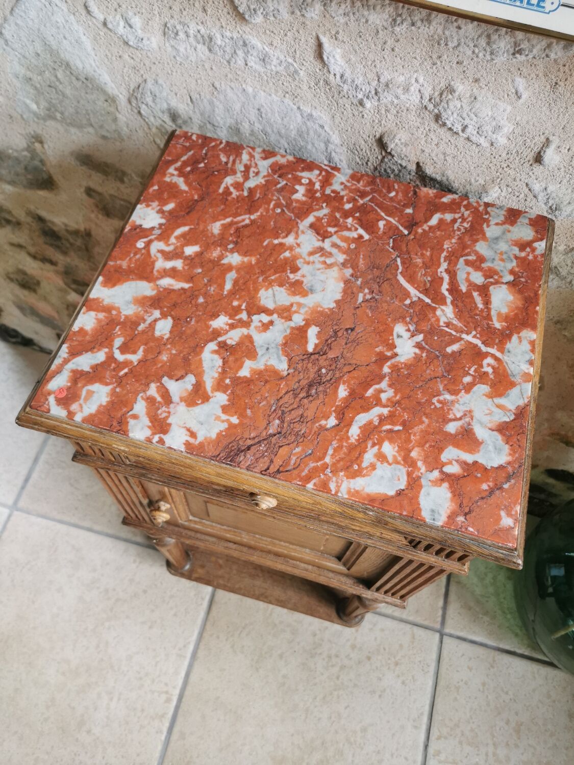 Bedside table wood and marble