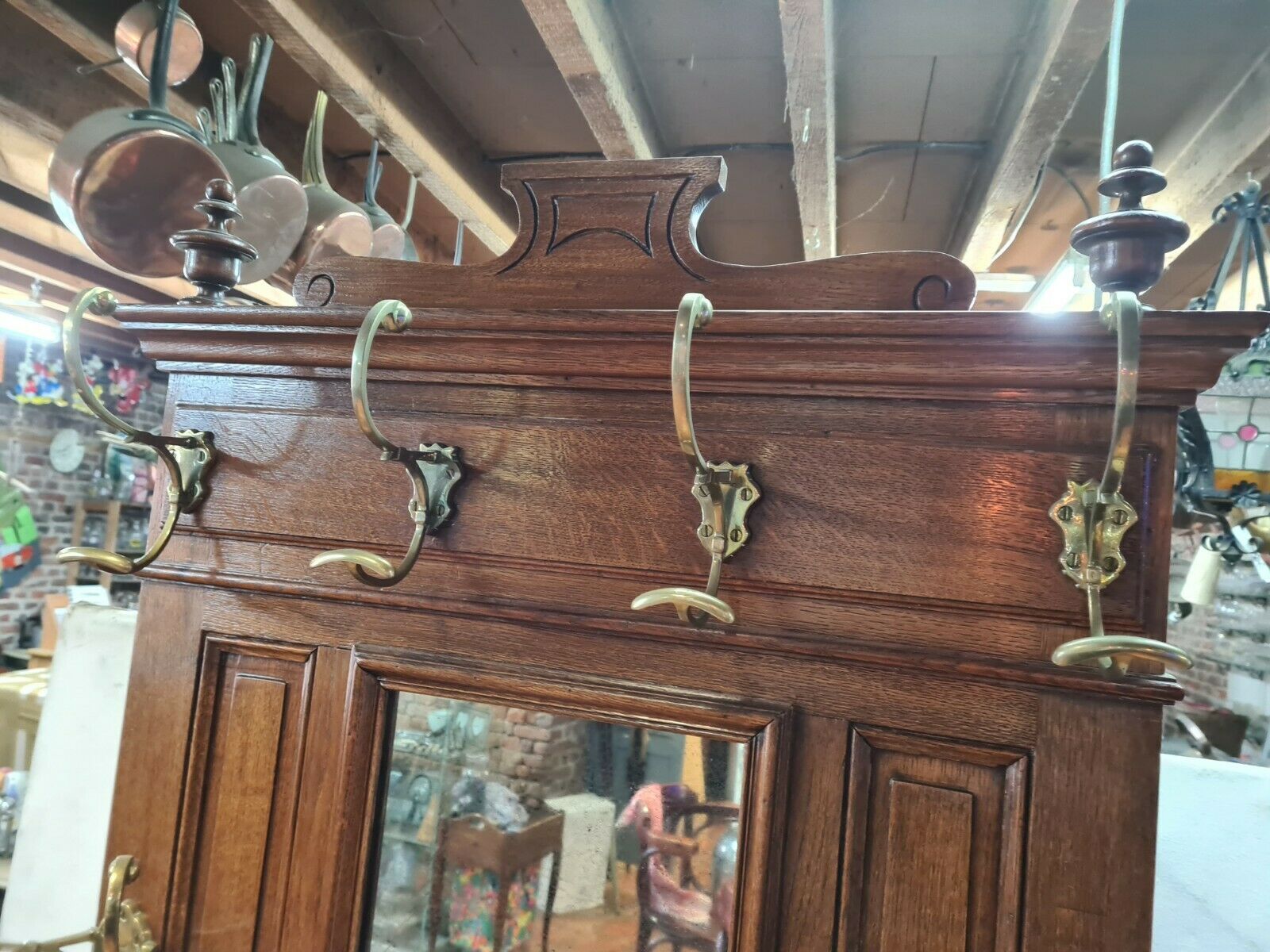Oak wall coat rack