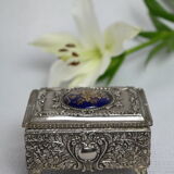 Vintage Silver Metal Jewelry Box Japan