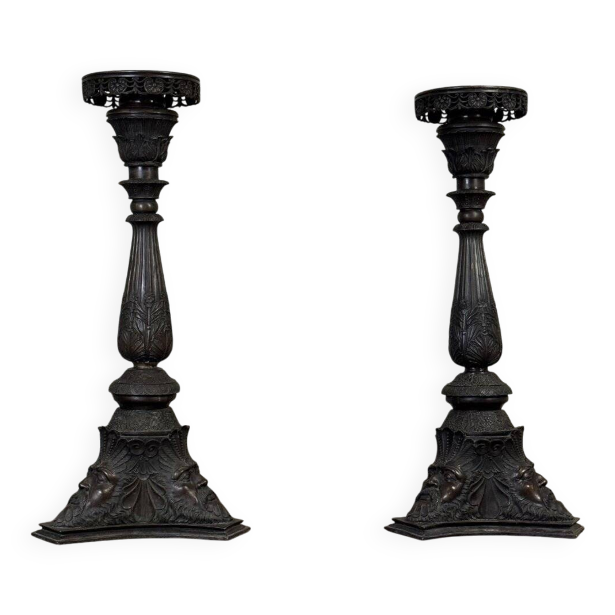 Pair of Bronze Pedestals, Italy, 19th Century