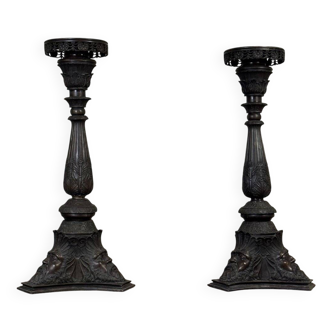 Pair of Bronze Pedestals, Italy, 19th Century
