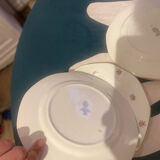 Dessert plate and porcelain dish with a multicoloured floral pattern vintage.