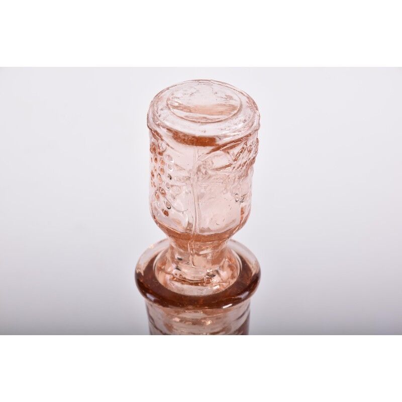 Carafe rose vintage avec bouchon / capuchon | bouteille de vin en verre de brocante / carafe à vin