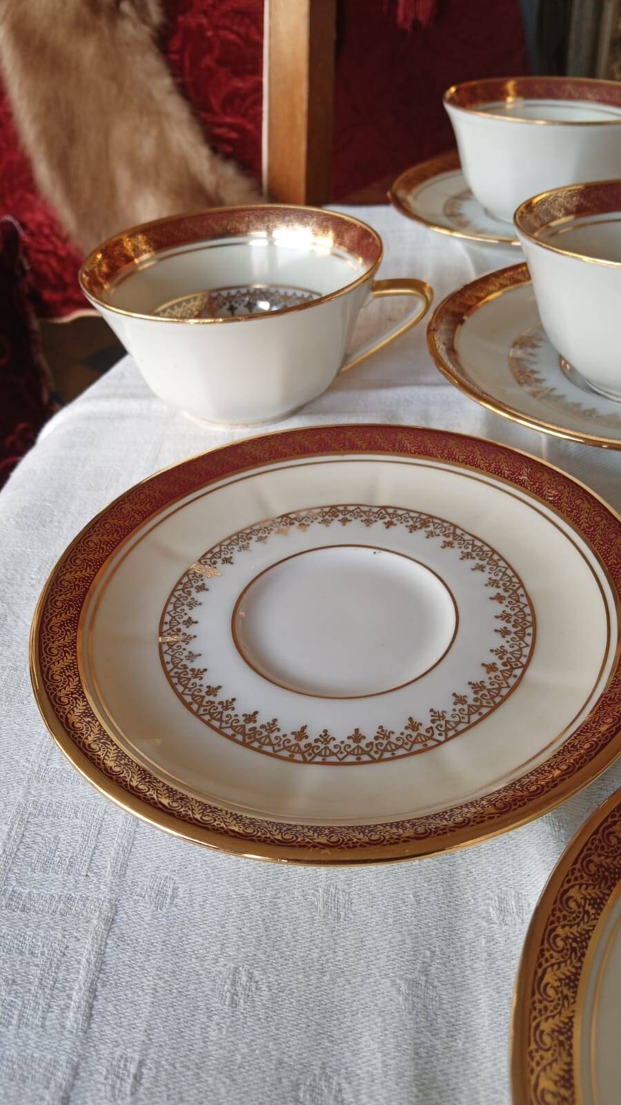 Vilatte Limoges Porcelain Coffee Service 13 Pieces, 11 People 1950