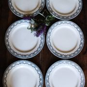 A set of 6 flat plates Terre de Fer Guirlandes Louis XVI Salins