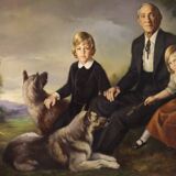 Family portrait signed Francisco Ribera and dated 1972