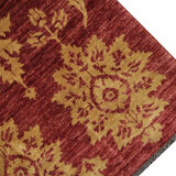 Modern deep red wool rug, classic handwoven carpet- 143x205cm
