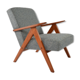 Fauteuil kompas bleu gris chiné