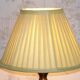 Vintage Brass Table Lamp with Round Base and Cream Pleated Shade 4352