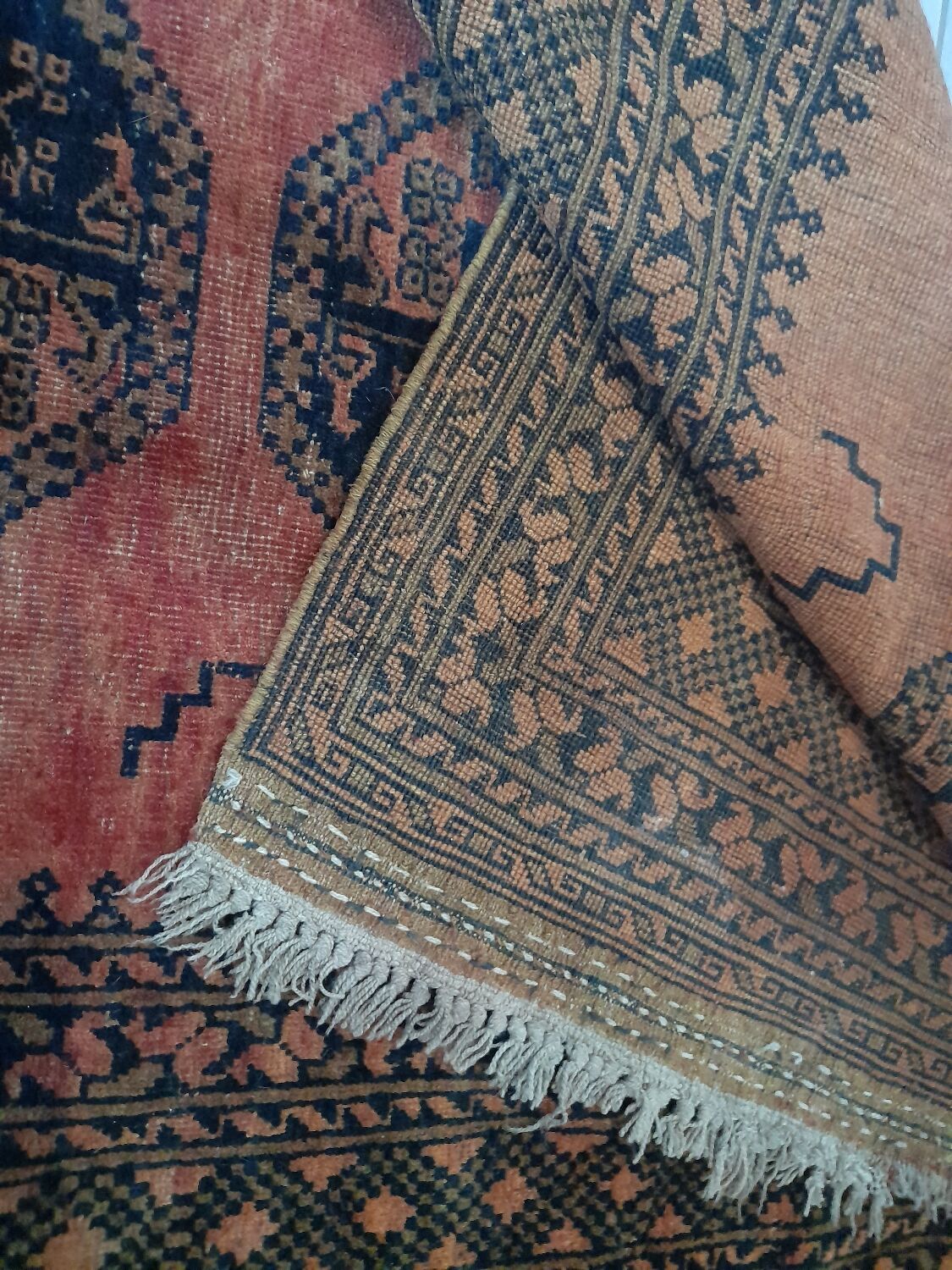 Afghan Carpet "Gül" Vintage – Wool – Exceptional Patina 205x132cm
