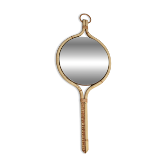 Miroir en rotin dans le goût de Louis Sognot, France, 1950
