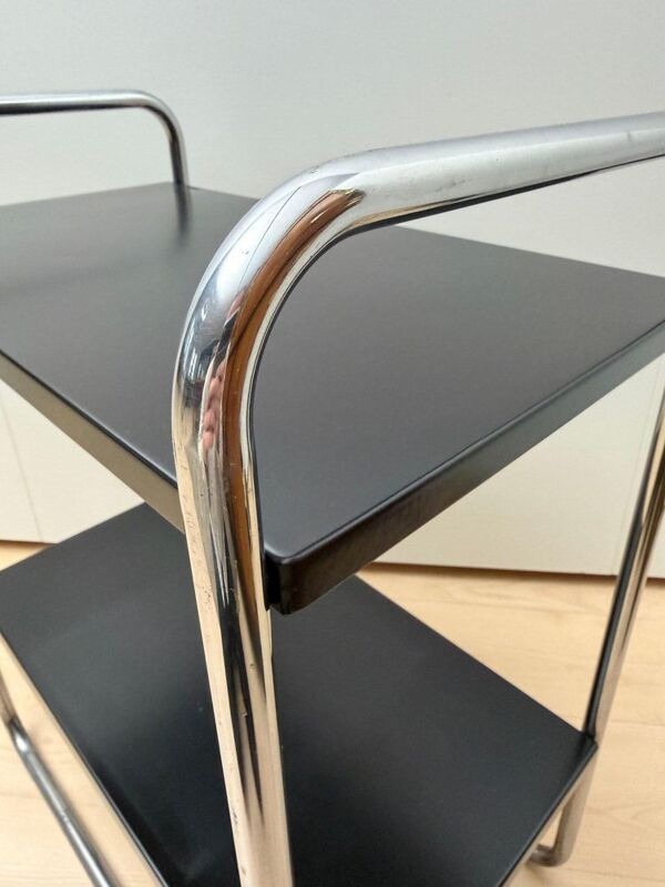 Table d'appoint en tube d'acier noir et chrome par Mauser Werke, Allemagne, 1950