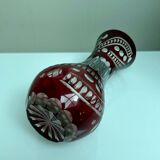 Bohemian crystal vase in ruby red color