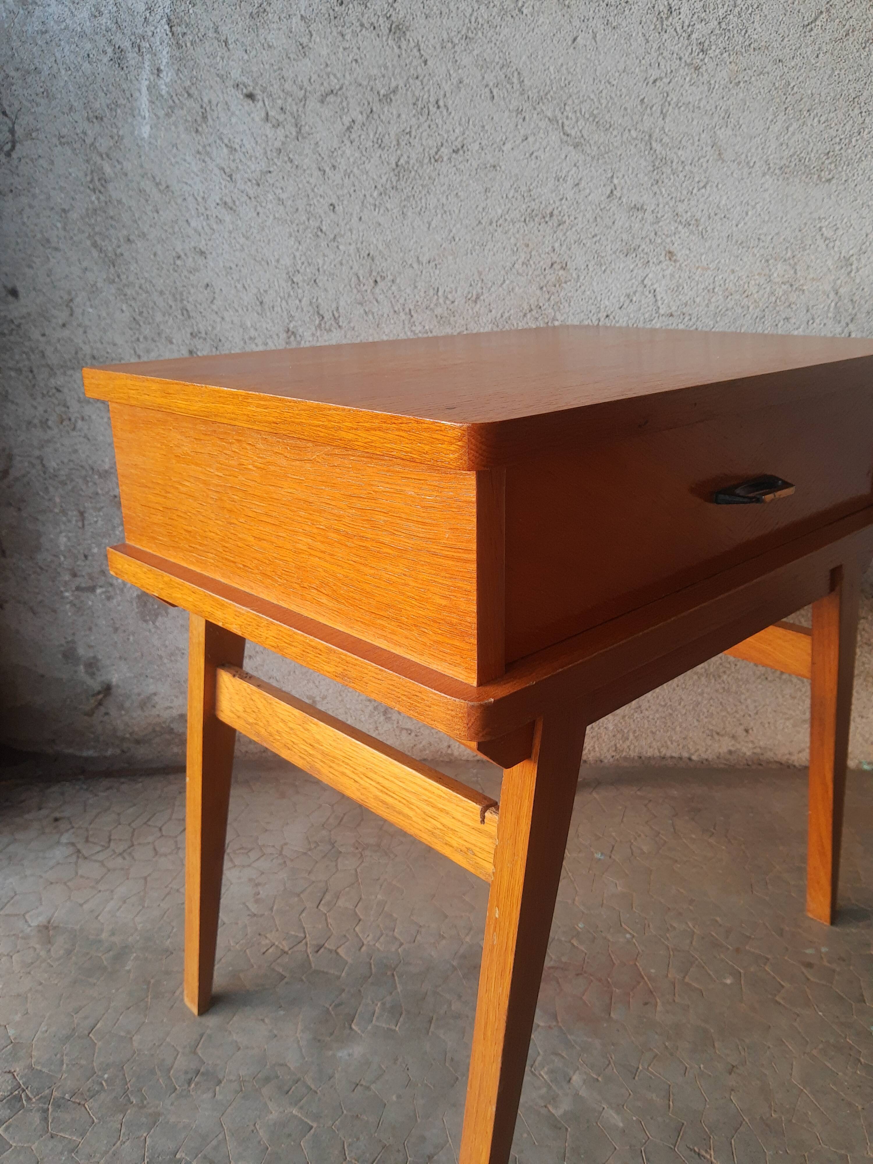 Vintage wooden compass foot bedside table