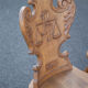 Set of 4 carved wooden stepladder chairs, pharmacy, brutalist, mountain style
