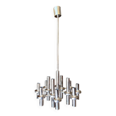 Lustre 12 feux en métal chromé attribué à Gaetano Sciolari pour Staff Leuchten, 1970