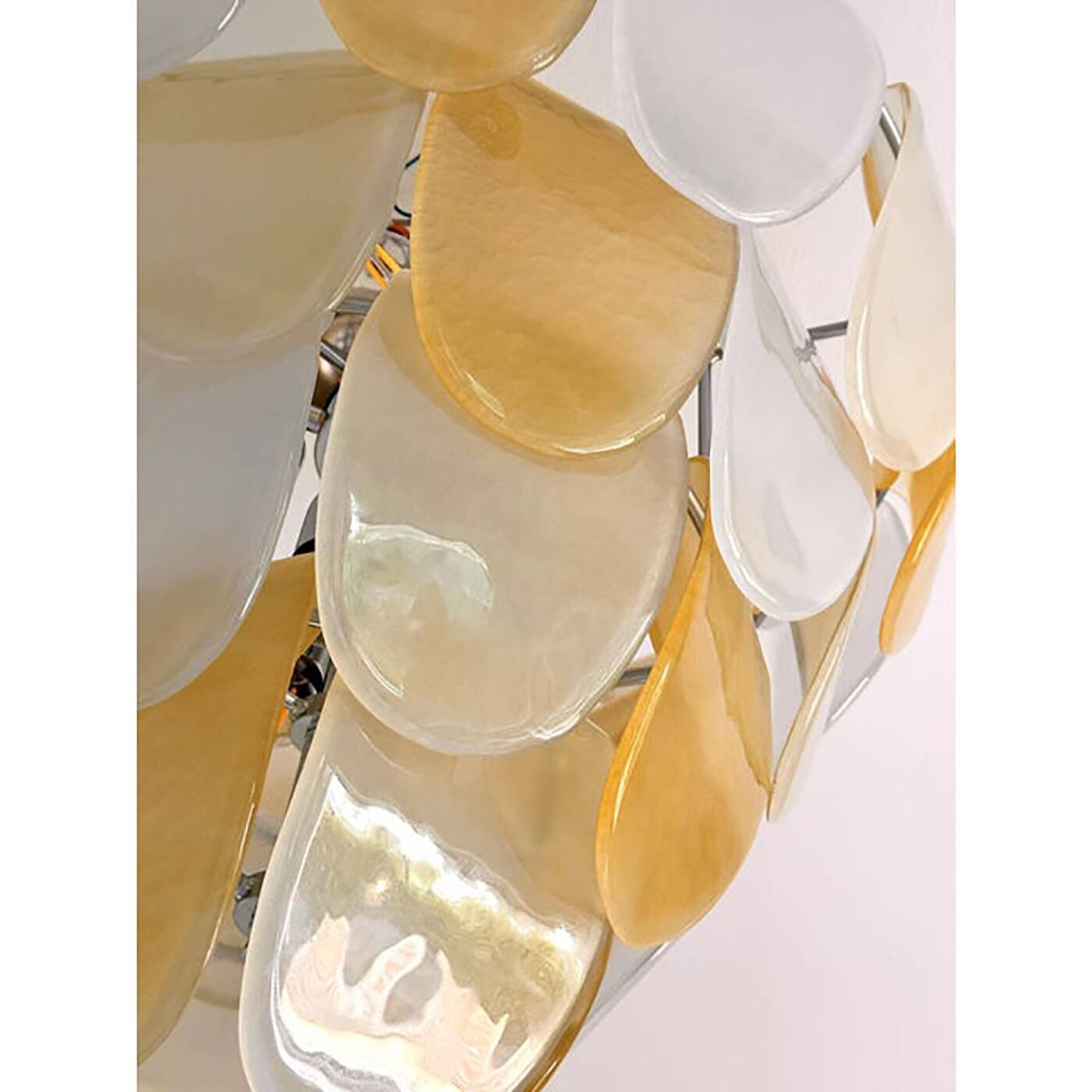 Contemporary Modern Sanded Amber "Petals" Glass Chandelier