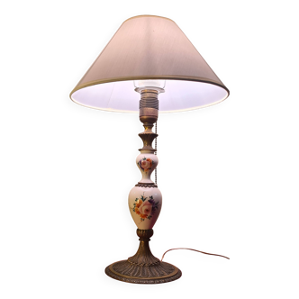 very elegant porcelain and bronze lamp, pull cord switch 50x30 very good e