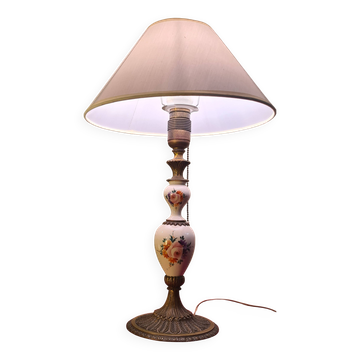 very elegant porcelain and bronze lamp, pull cord switch 50x30 very good e