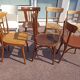 Set of 18 mismatched wooden bistro chairs - vintage