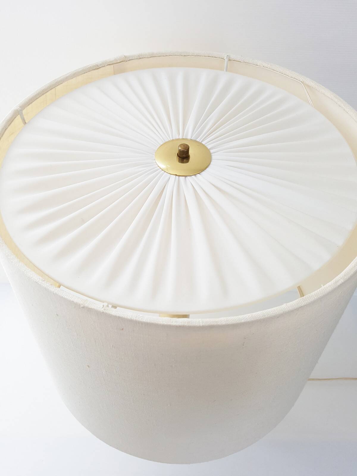 Chic living room lamp golden brass & faux leather 1970 adjustable height 70s 70'