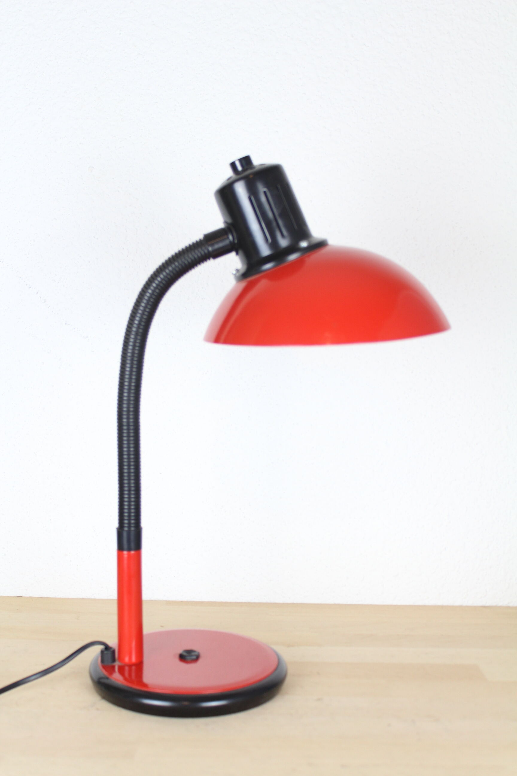 Vintage red metal Aluminor desk lamp