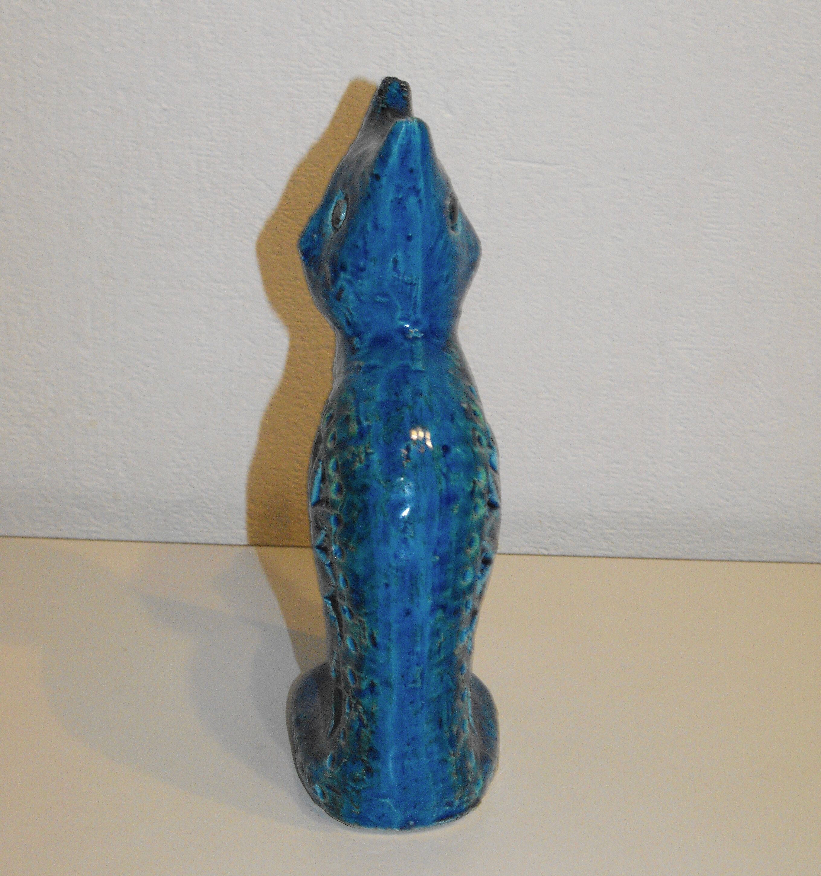 Cat by Aldo Londi for Bitossi in blue ceramic