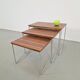 Tables gigognes en chrome et bois de Brabantia, années 1970, ensemble de 3
