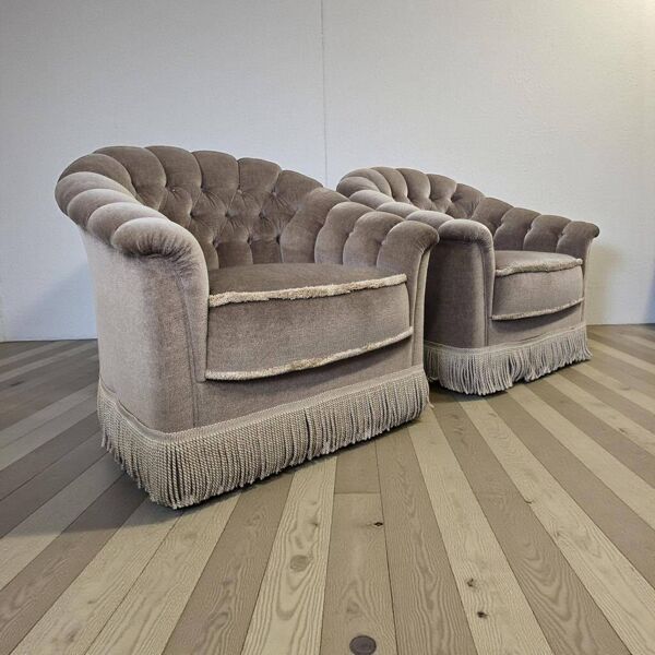 Ensemble de 2 fauteuils vintage / fauteuils / sièges avec franges
