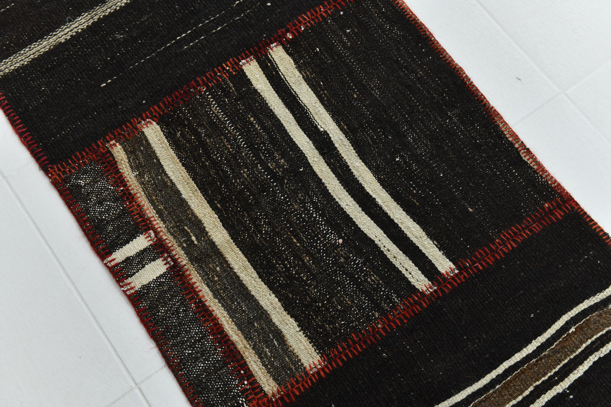 2x8 brown & beige vintage runner rug 66x248cm