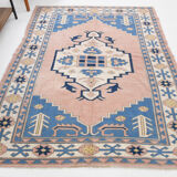 6x7 Pink & Blue Oushak Rug, 178x224Cm