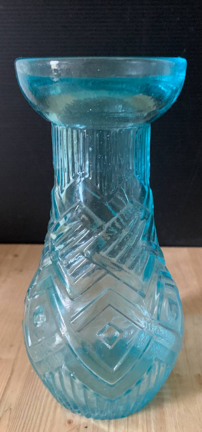 Blue glass bulb vase