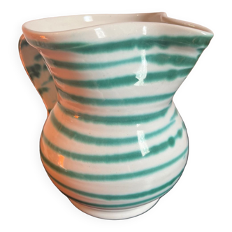 White and green ceramic pitcher