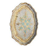 Florentine tray in painted and gilded wood