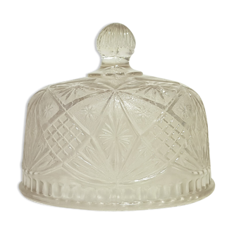 Cloche en verre ciselé, cloche à fromage ou à beurre - Antique French Vintage