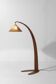 Italian wood arc floor lamp in rattan, 1970s