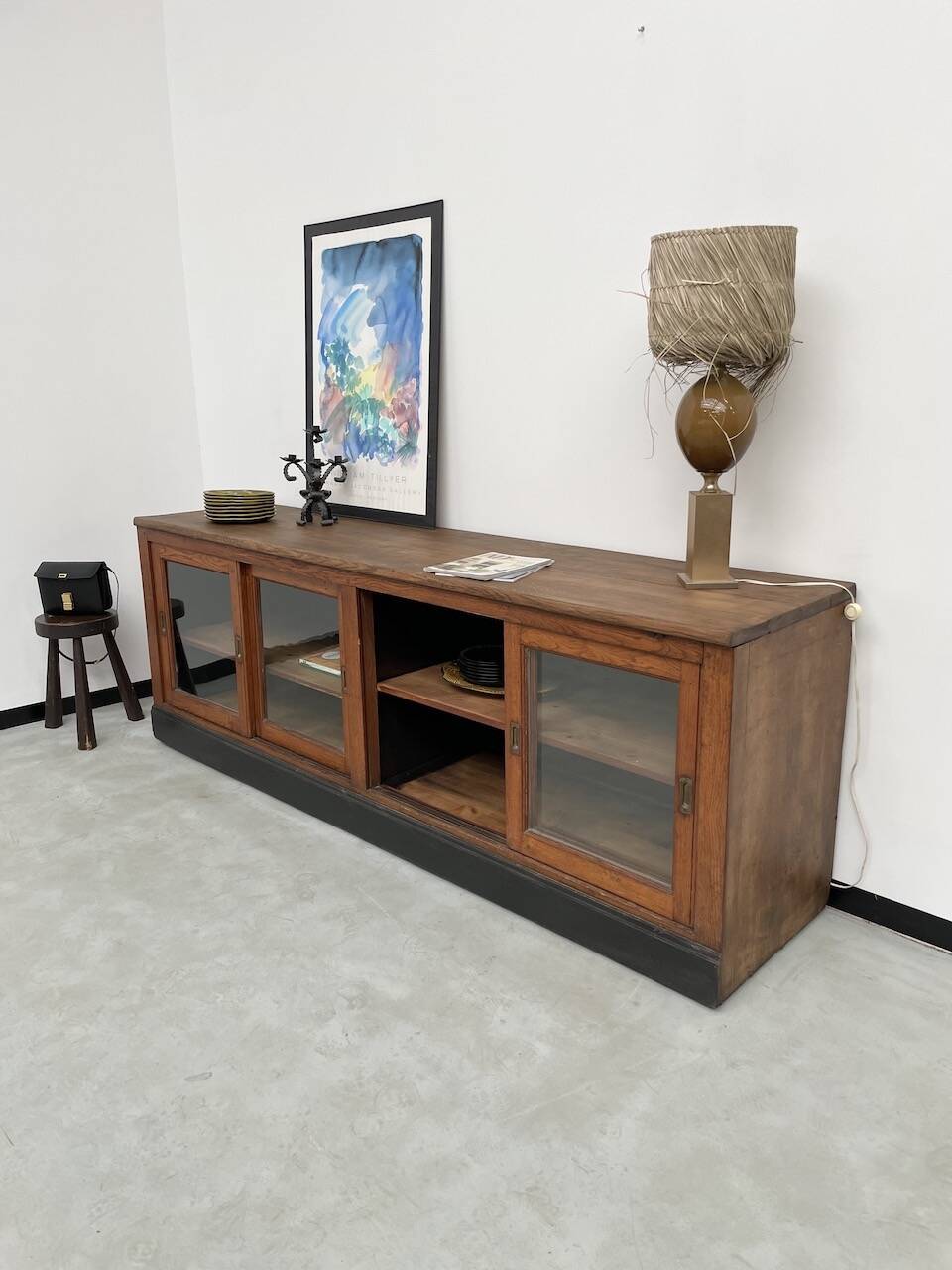 Enfilade de métier XXL chêne portes vitrées