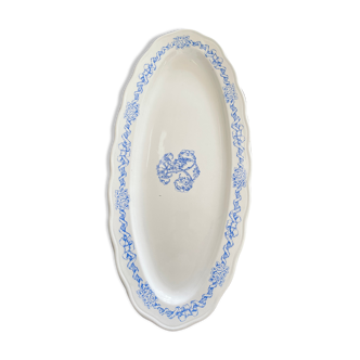 Serving dish in white earthenware with blue frieze