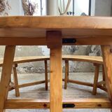 Set of round table and 4 rounded benches, 1950