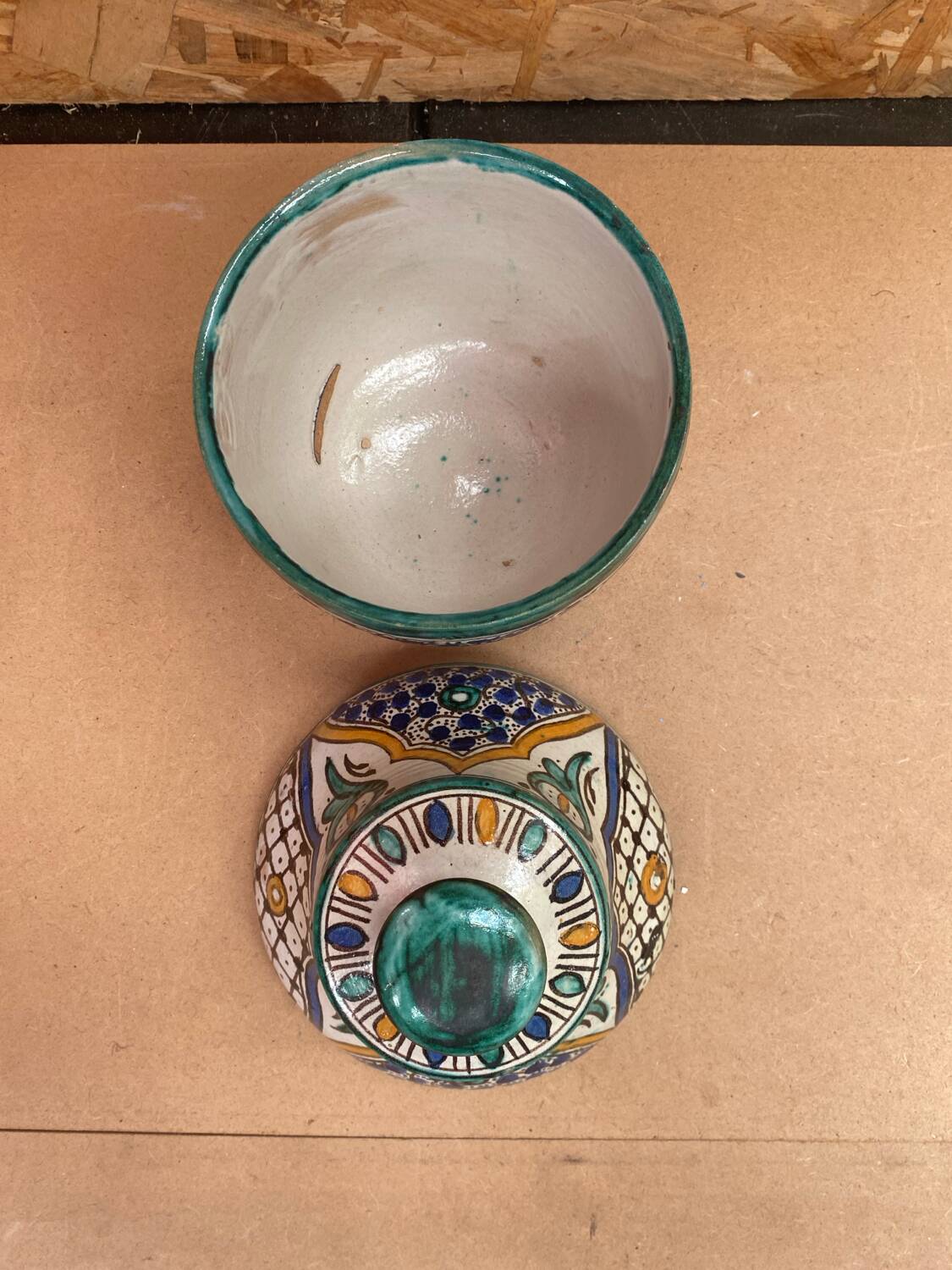 Old Butter Jar Jobbana Morocco Polychrome Earthenware XIXth Century Vintage #B082