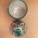 Ancienne Jarre A Beurre Jobbana Maroc Faïence Polychrome XIXÈME Vintage #B082