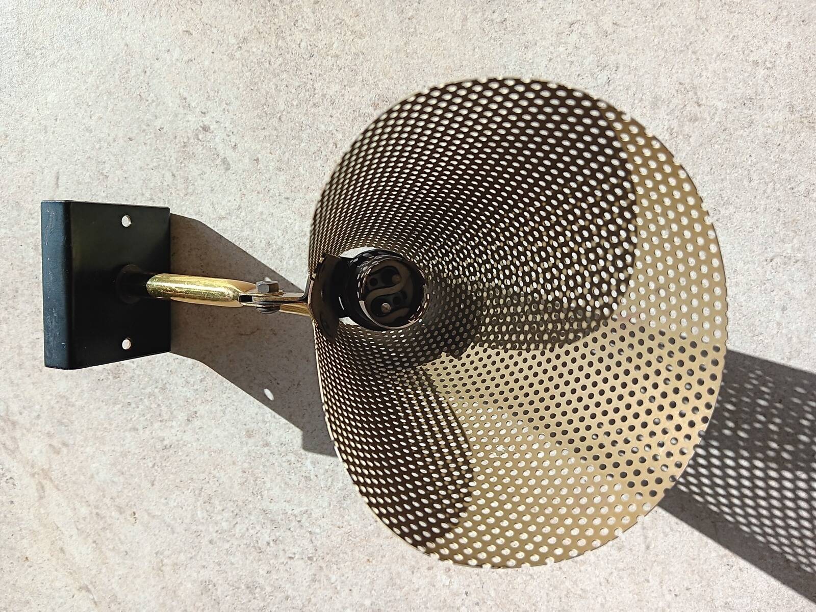 Pair of perforated metal horn wall lights
