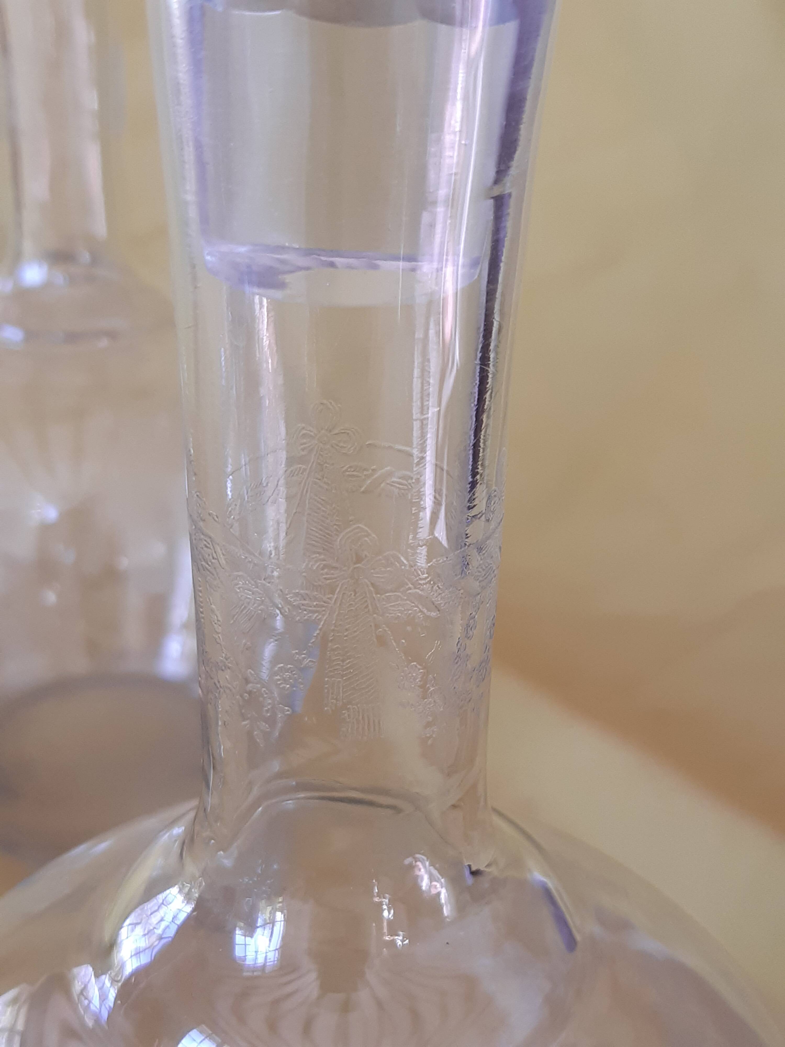 Set of 2 carafes and 4 Saint-Louis crystal aperitif glasses