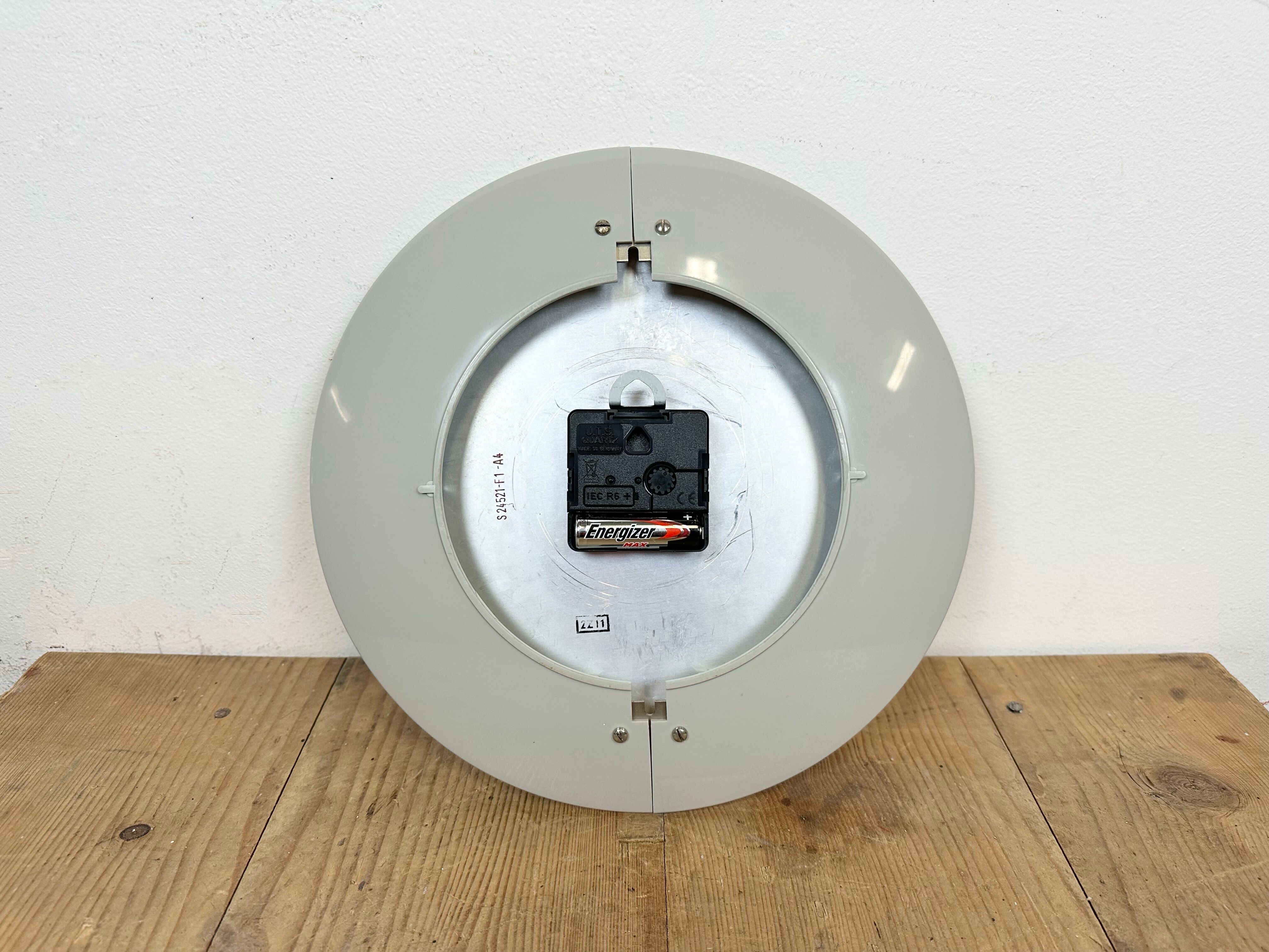 Grey Industrial Factory Wall Clock from Siemens, 1970s
