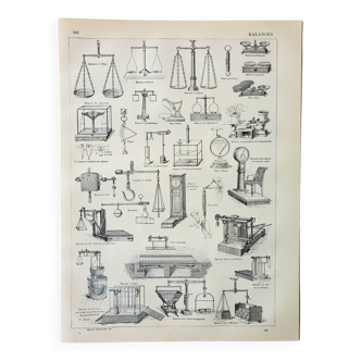 Old engraving 1898, Old balance, seesaw • Lithograph, original illustration