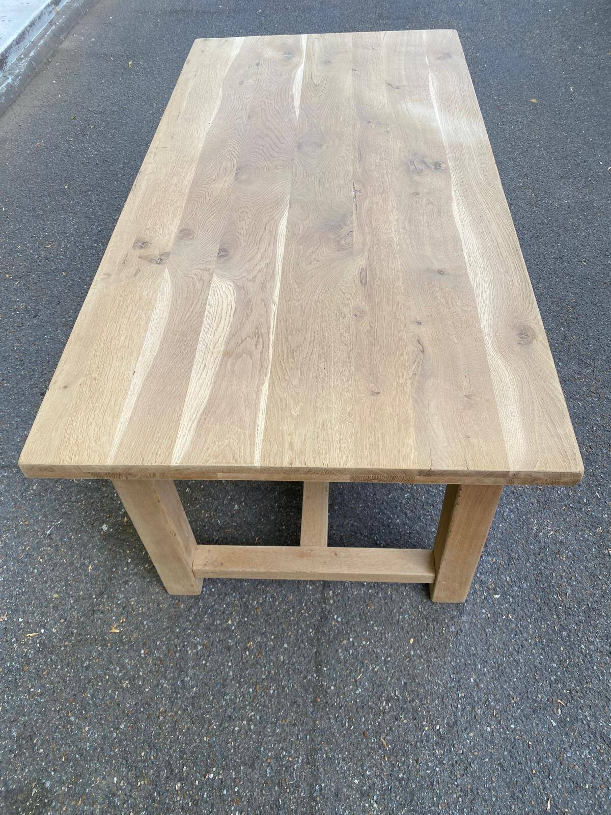 Farmhouse dining table extendable stripped in raw solid oak 180-270cm 1